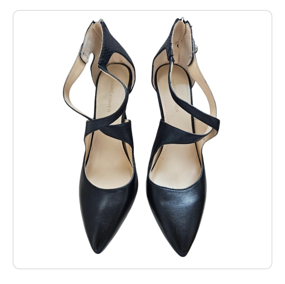 MARC FISHER High Heel Criss Cross Slingback in Black size 10 US